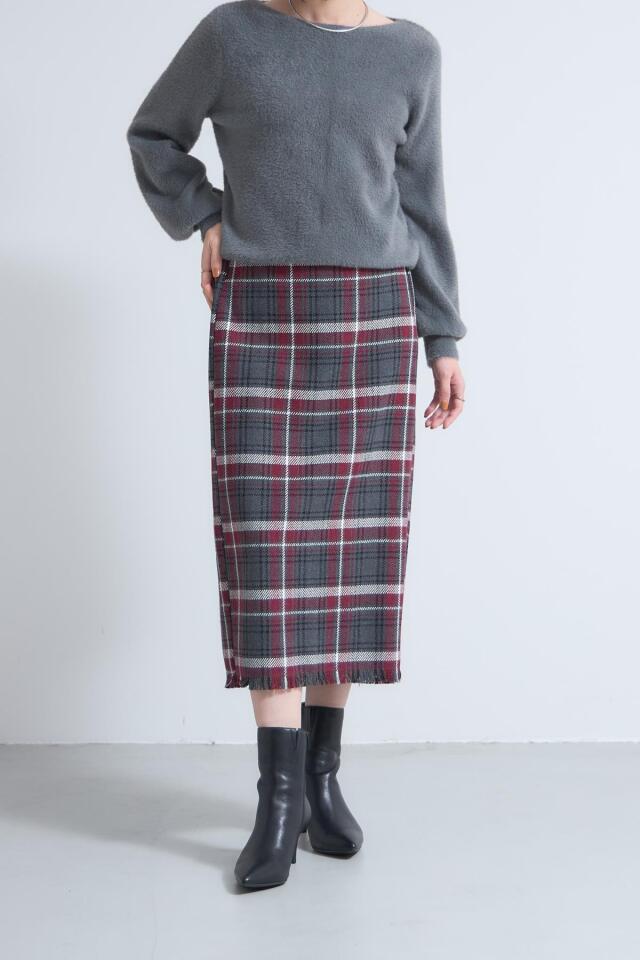 チェックツイードタイトスカート※一部店舗のみ入荷