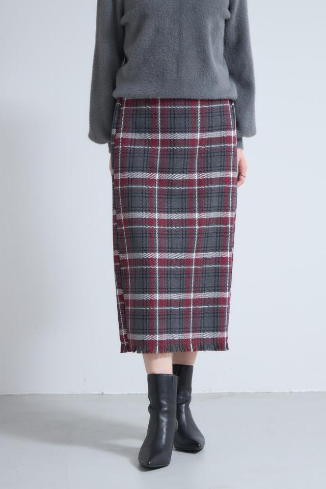 美品 DRAWER イタリア生地 セミタイトチェックスカート 定価55000円 美品 DRAWER イタリア生地 セミタイトチェックスカート