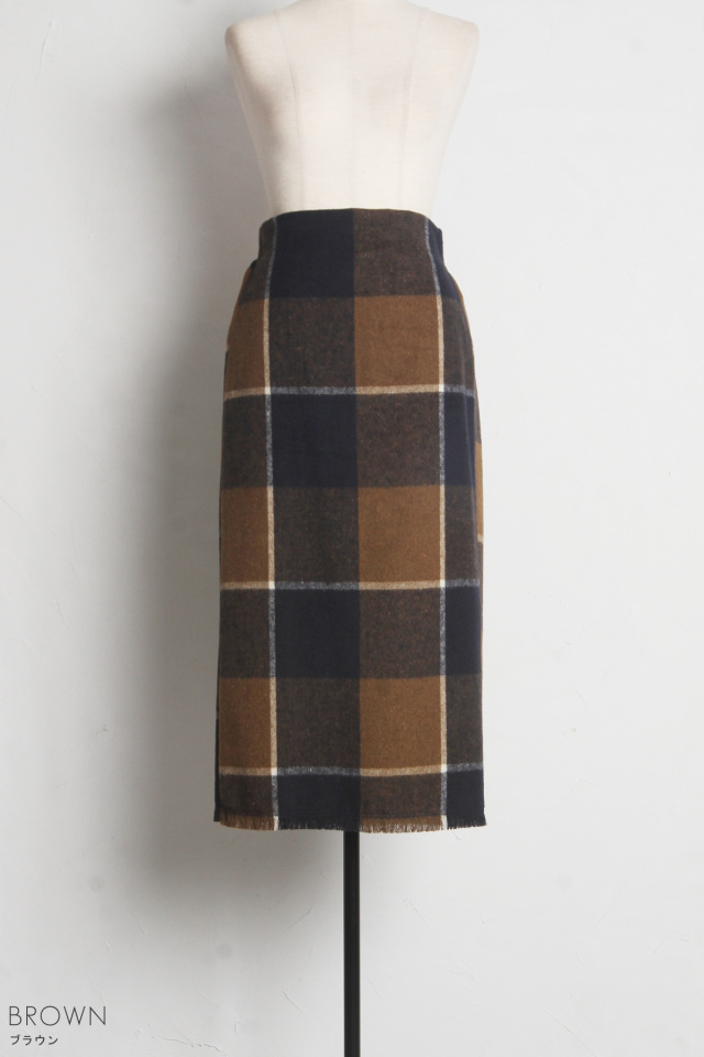 モッサ先染めチェックタイトスカート※一部店舗のみ入荷