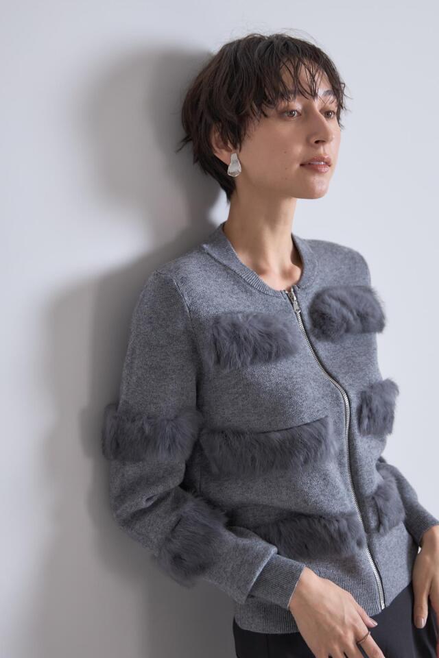 ファーデザインジップカーディガン※一部店舗のみ入荷