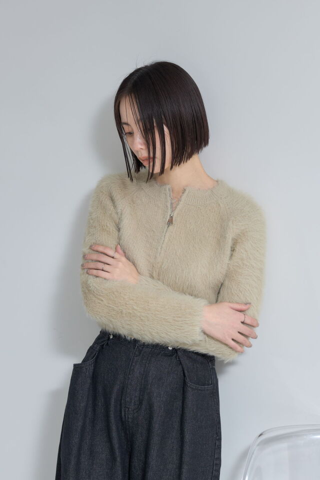 シャギーフロントジップカーディガン※一部店舗のみ入荷