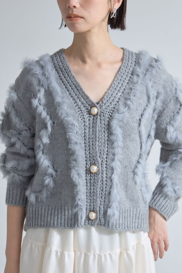 美品✨ Rene フォックスファー付き ウールカーディガン パールボタン 美品✨ Rene フォックスファー付き ウールカーディガン パールボタン