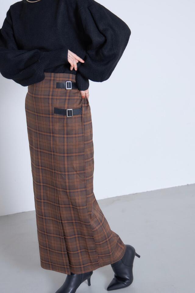 サイドベルトチェックスカート※一部店舗のみ入荷