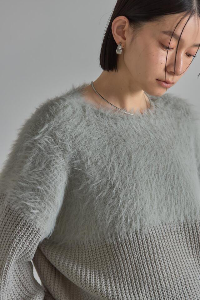 シャギー切替ニットプルオーバー※一部店舗のみ入荷