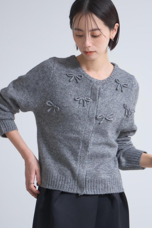 ウールタッチリボンカーディガン※一部店舗のみ入荷