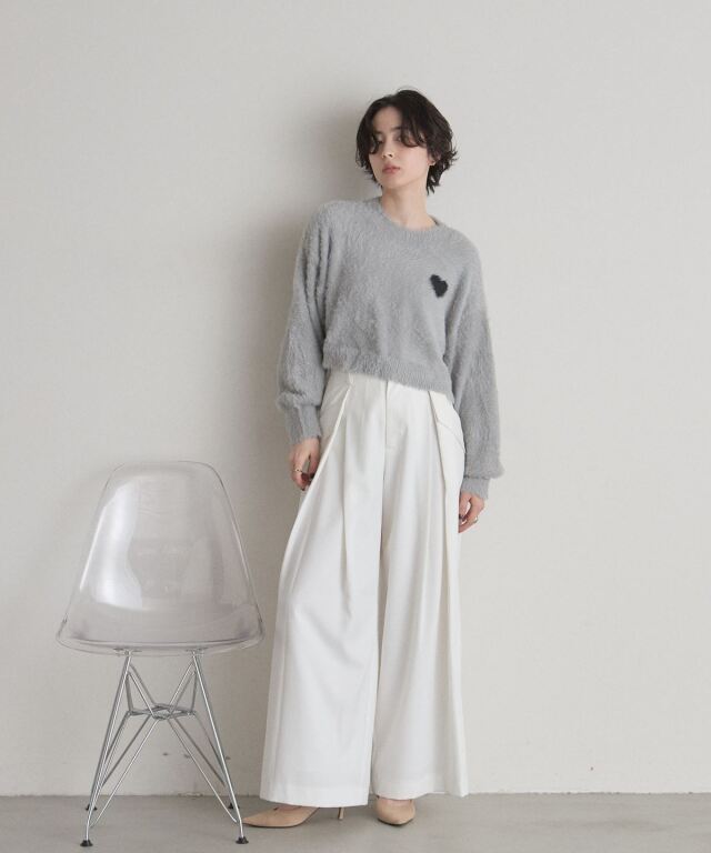 J. ページ シャギージャガードハートクロップドニット※一部店舗のみ入荷