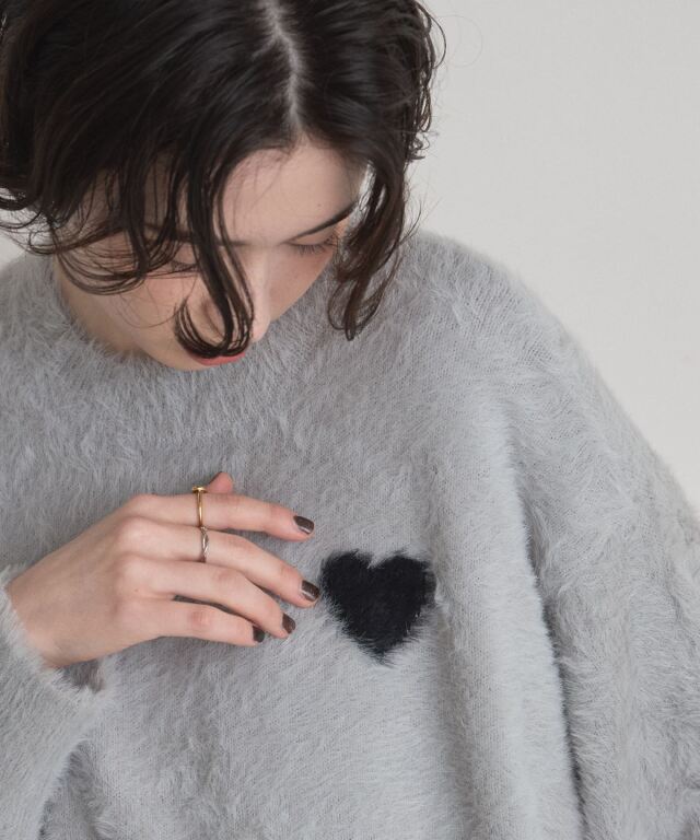 シャギージャガードハートクロップドニット※一部店舗のみ入荷