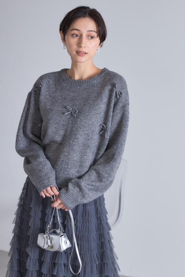ウールタッチリボンニットプルオーバー※一部店舗のみ入荷