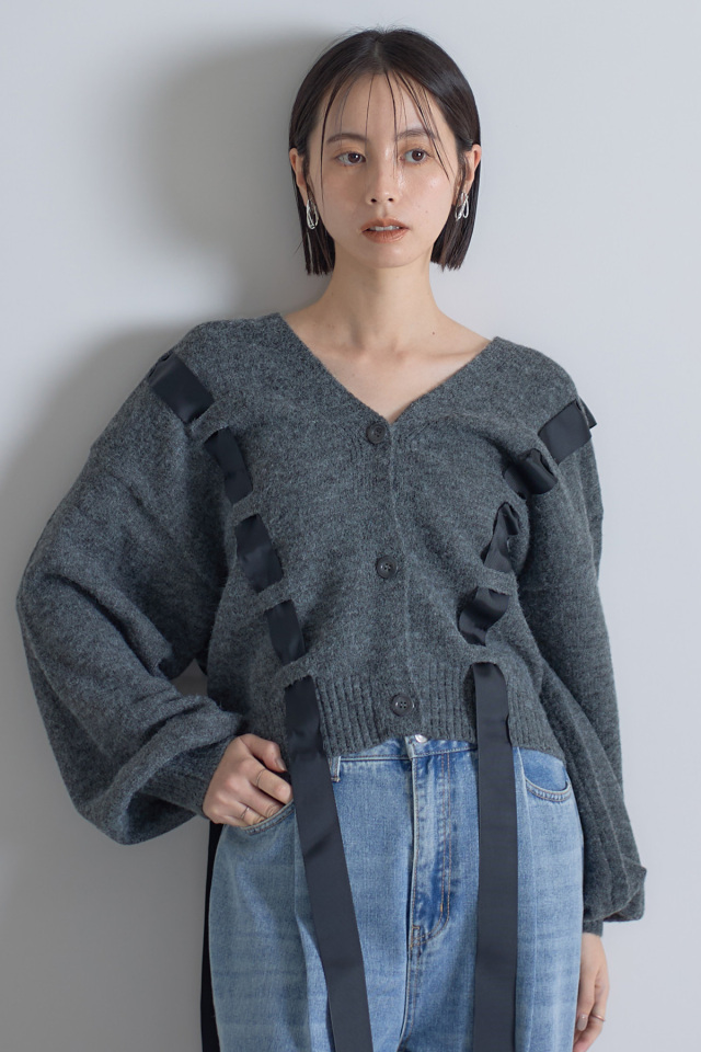 【SALE】アルパカタッチテープニットカーディガン＊SALE品につき返品/交換/注文確定後の変更キャンセル不可＊