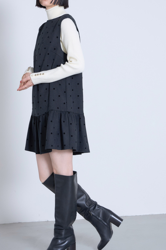 フロッキードットノースリミニワンピース Darich ワンピース フロッキードットノースリミニワンピース