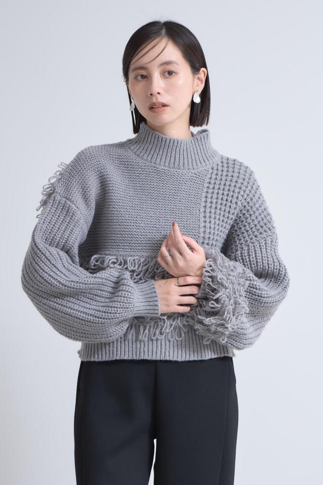 アシメフリンジバルキーニットプルオーバー※一部店舗のみ入荷