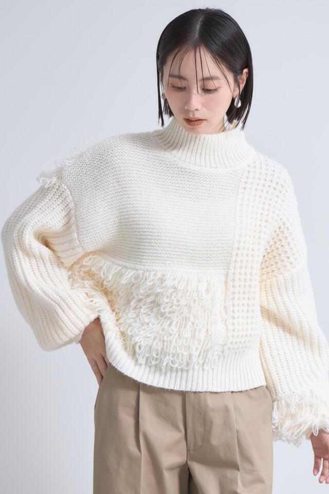 アシメフリンジバルキーニットプルオーバー※一部店舗のみ入荷