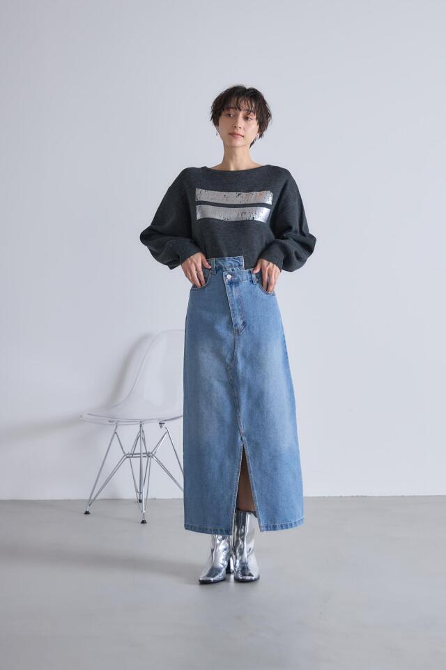 ウエストアシメデニムスカート※一部店舗のみ入荷