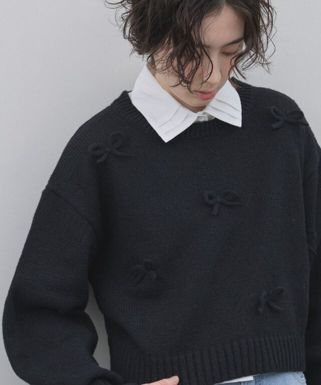 オフィシャルサイト限定】モヘアタッチリボン付きニット