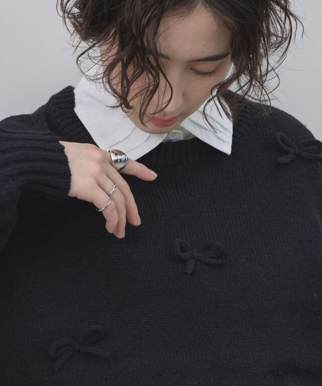 オフィシャルサイト限定】モヘアタッチリボン付きニット