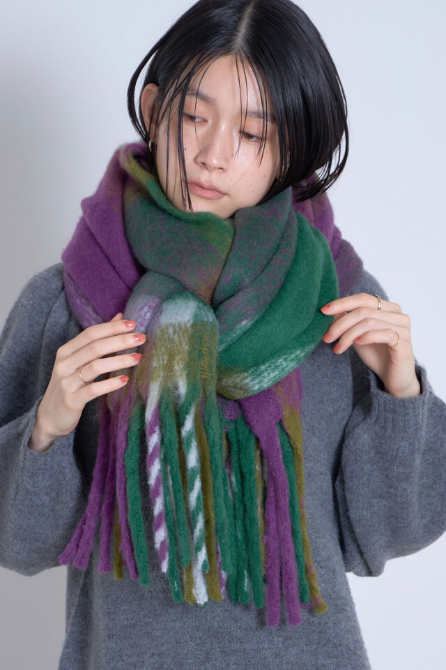 【SALE】チェック柄起毛ストール＊SALE品につき返品/交換/注文確定後の変更キャンセル不可＊
