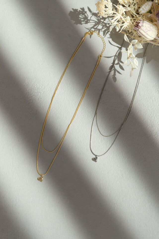 [日本製 18K] ハートの2連ネックレス 000000001321_HPbEzOa.jpg