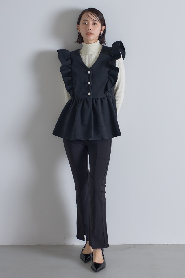 起毛パールフリルベスト