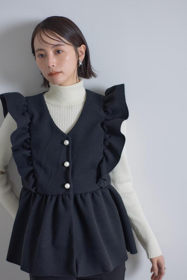 起毛パールフリルベスト