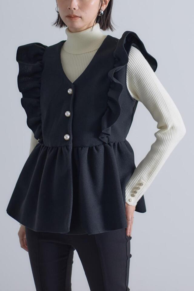 さくら様 起毛パールフリルベスト