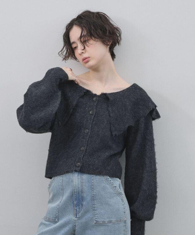 1月22日オフィシャルサイト限定再販！オフショル２WAYビッグカラーカーデ