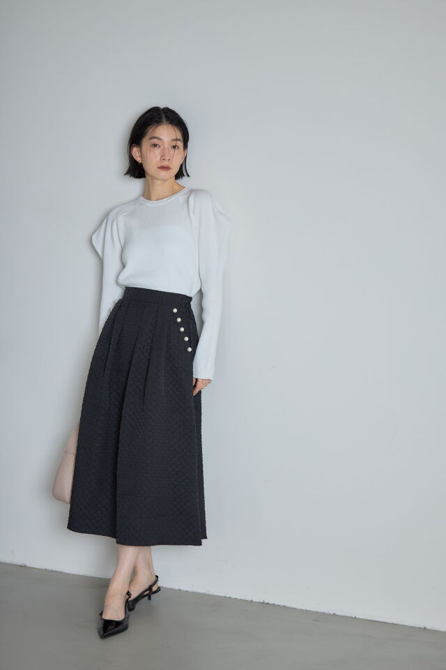 ふくれジャガードパール付きフレアスカート※一部店舗のみ入荷