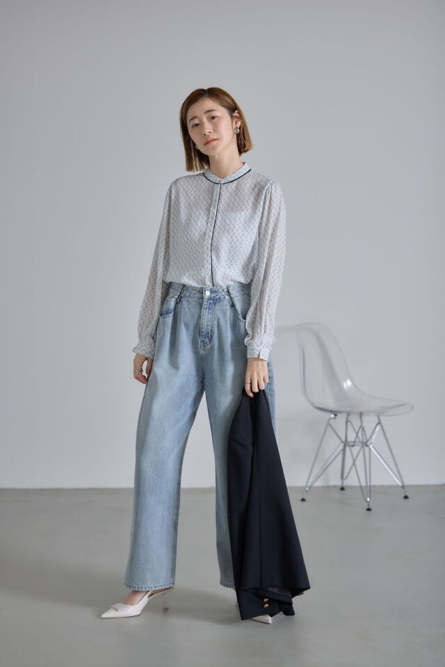 幾何学柄配色ブラウス※一部店舗のみ入荷