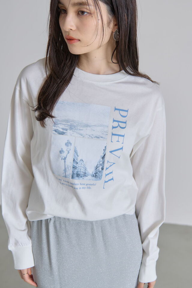 Naptime.フォトプリントロングTブラックL メンズ ポケット付バックプリントロングTシャツ ビッグ