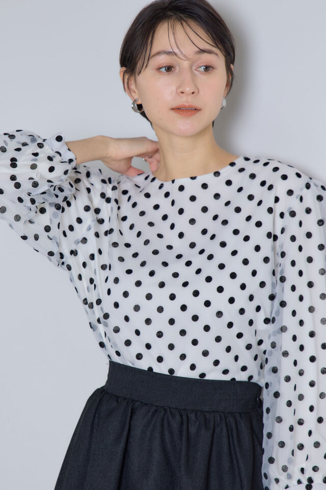1er Arrondissement ドットチュールレイヤードブラウス フロッキードットチュールレイヤードブラウス※一部店舗のみ入荷