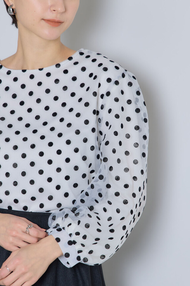フロッキードットチュールレイヤードブラウス※一部店舗のみ入荷