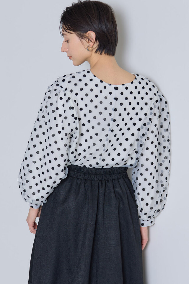 フロッキードットチュールレイヤードブラウス※一部店舗のみ入荷