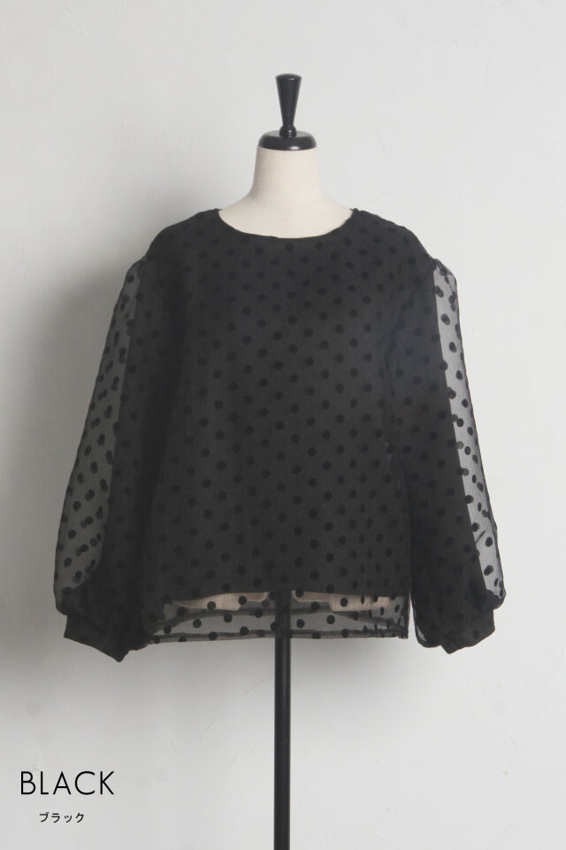 フロッキードットブラウス フロッキードットチュールレイヤードブラウス※一部店舗のみ入荷