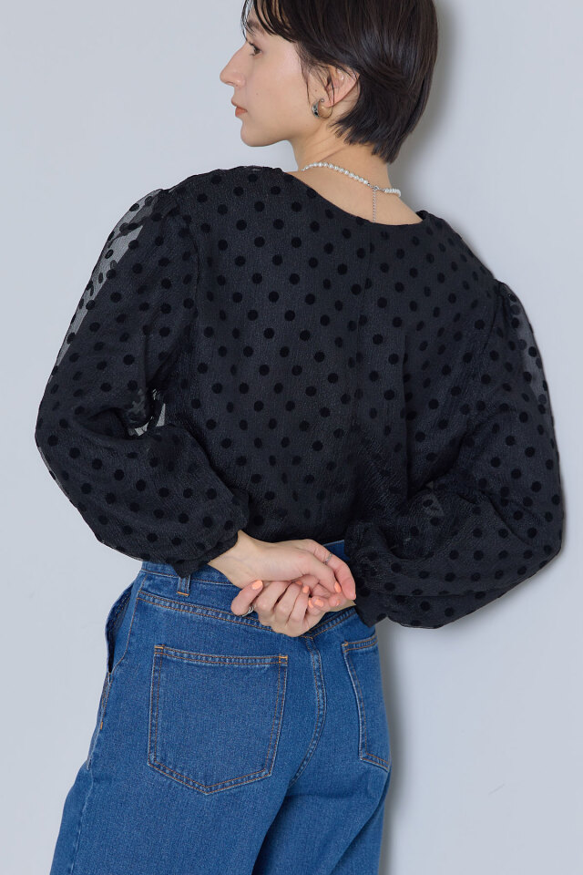 フロッキードットチュールレイヤードブラウス※一部店舗のみ入荷