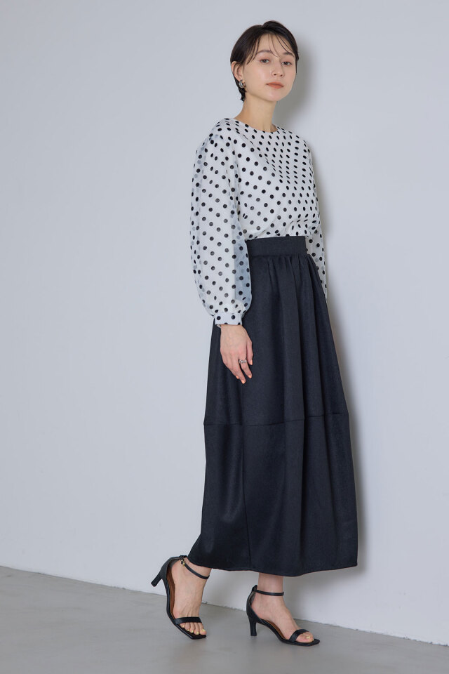 フロッキードットチュールレイヤードブラウス※一部店舗のみ入荷