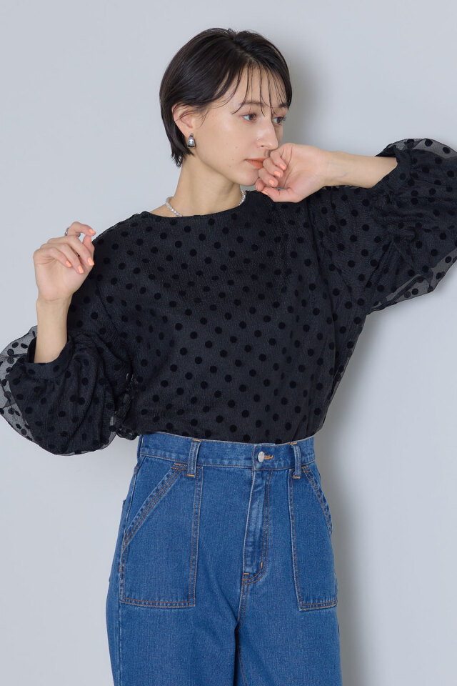 1er Arrondissement ドットチュールレイヤードブラウス フロッキードットチュールレイヤードブラウス※一部店舗のみ入荷