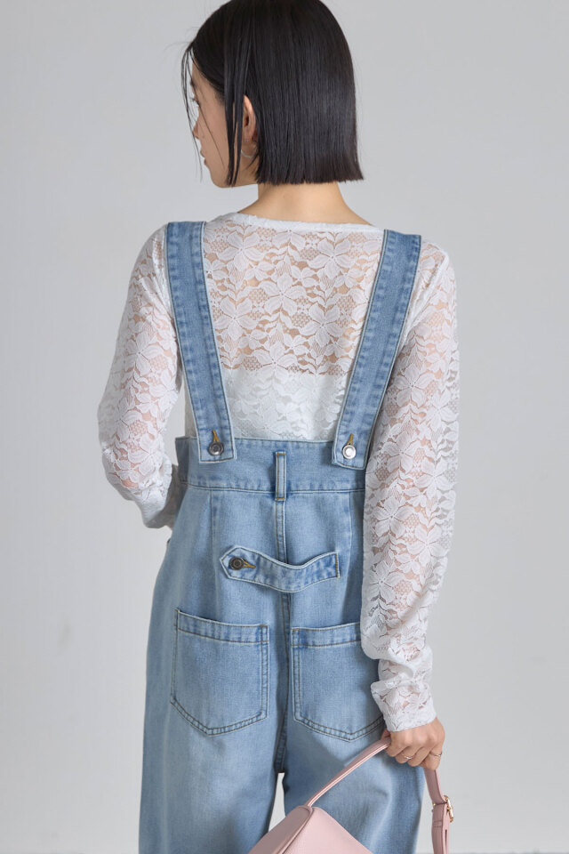 サスペンダー付きハイウエストパンツ※一部店舗のみ入荷