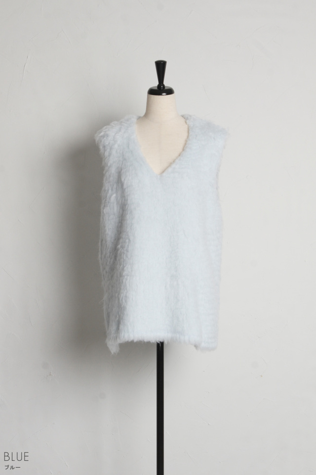 シャギー起毛Vネックベスト※一部店舗のみ入荷