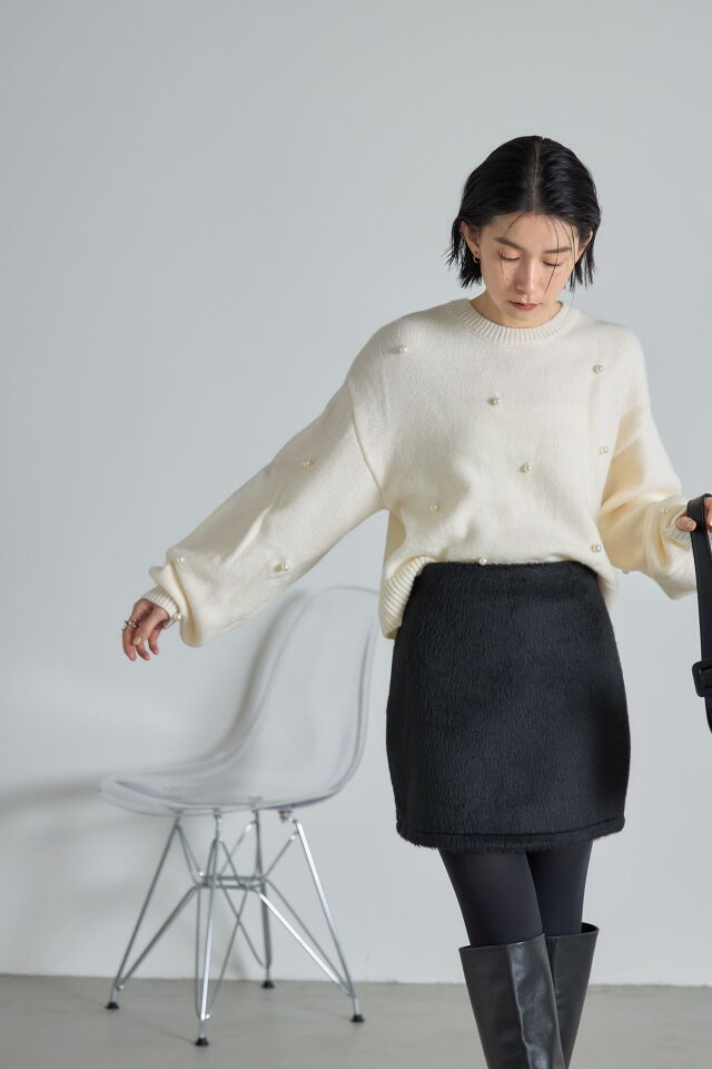 【美品】アルパカ100%  ル・メランジュ　ニット　プルオーバー Mila Owen（ミラオーウェン）の「ベビーアルパカニットプル