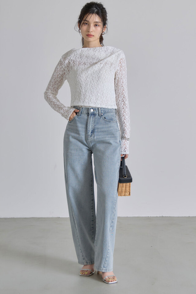 アムステルダム　　ロンスプ　レデース ドレープネックレースカットソー※一部店舗のみ入荷