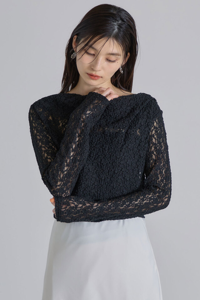 ドレープネックレースカットソー※一部店舗のみ入荷