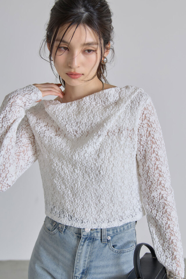 ドレープネックレースカットソー※一部店舗のみ入荷