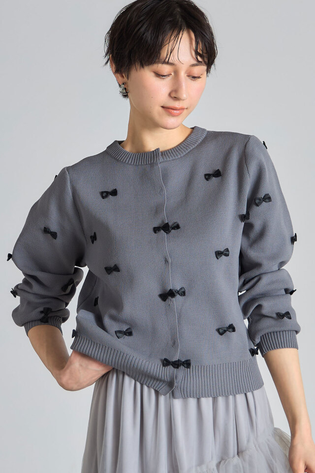 salvetti ニット スポンジニットリボンカーディガン