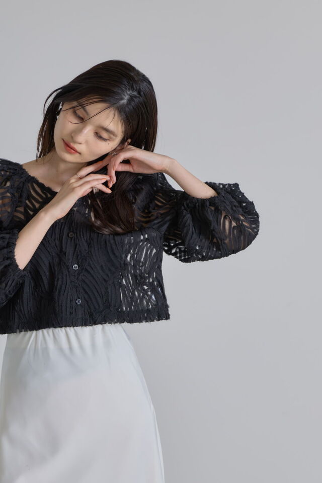 カーディガン テープ刺繍チュール前後2wayカーディガン(セットアップ可) レディース セール】テープ刺繍チュール前後2wayカーディガン(セットアップ