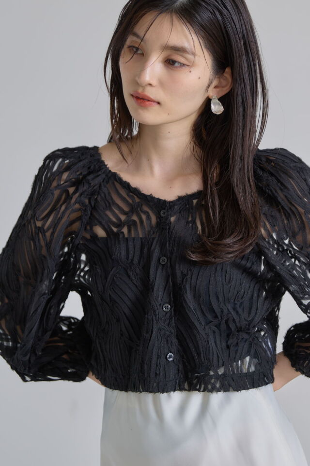 最終 doublet ブラック カーディガン 前面刺繍 doubletのブラック Half Loose カーディガンがセール中