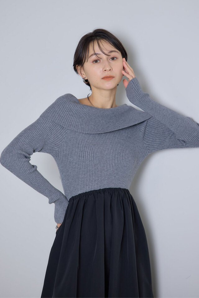 シェリエ　ドッキングバルーンワンピース オフショルドッキング裾バルーンワンピース※一部店舗のみ入荷