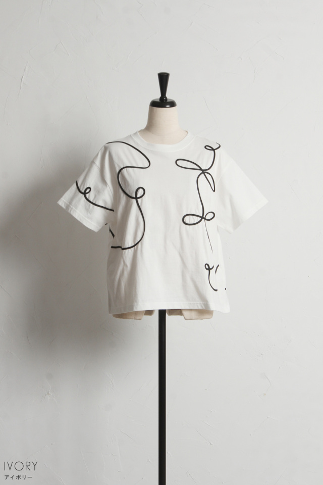 グレースコンチネンタル　コード刺繍ヨークTシャツ セール】 コード刺繍ロゴトップ （Tシャツ）｜GRACE CONTINENTAL