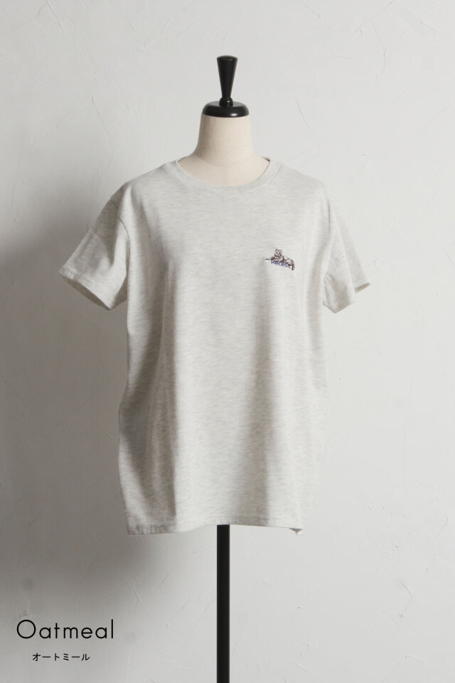 ロゴ猫刺繍Tシャツ※一部店舗のみ入荷
