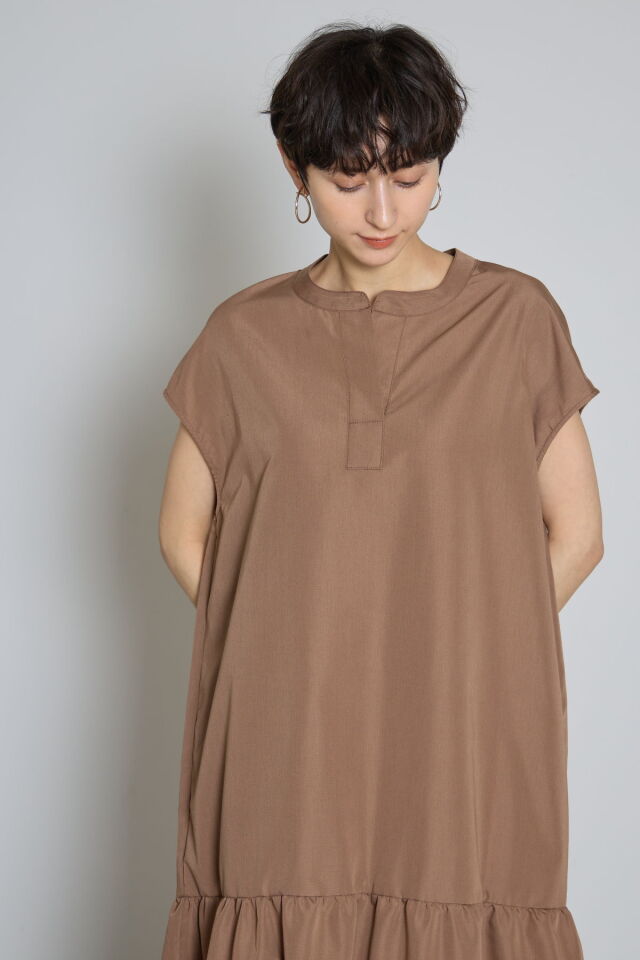 ギャザー配色ワンピース