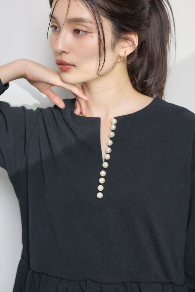 希少 ♢ヴィンテージ　Jean Paul GAULTCER　ペプラムブラウス　Ｌ キーネックパールペプラムブラウス※一部店舗のみ入荷