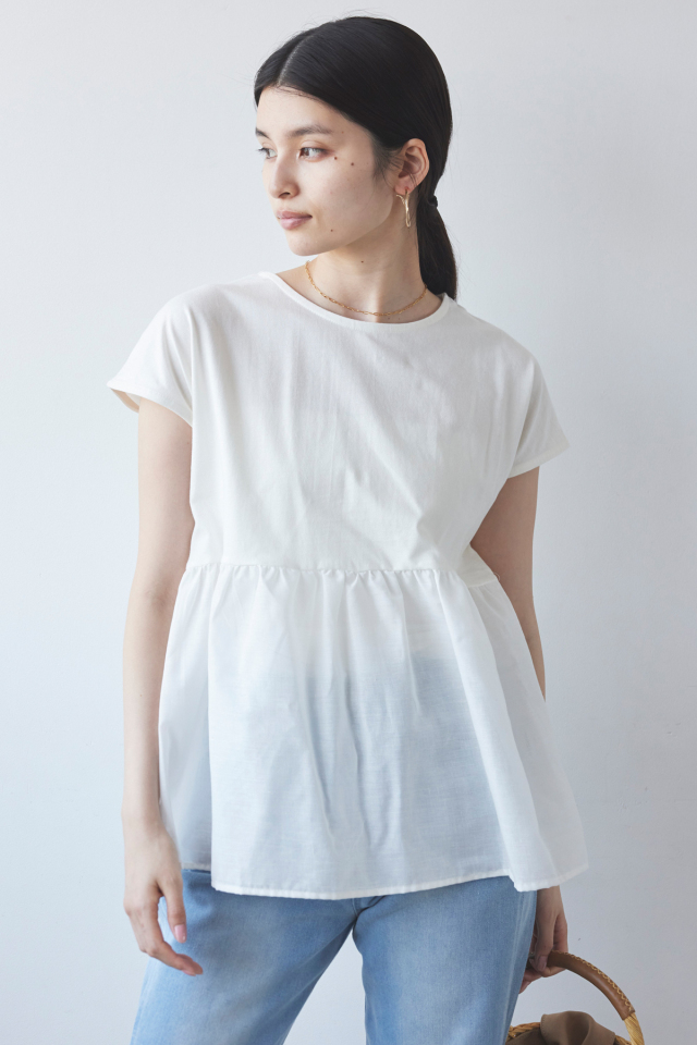切替ペプラムTシャツ※一部店舗のみ入荷